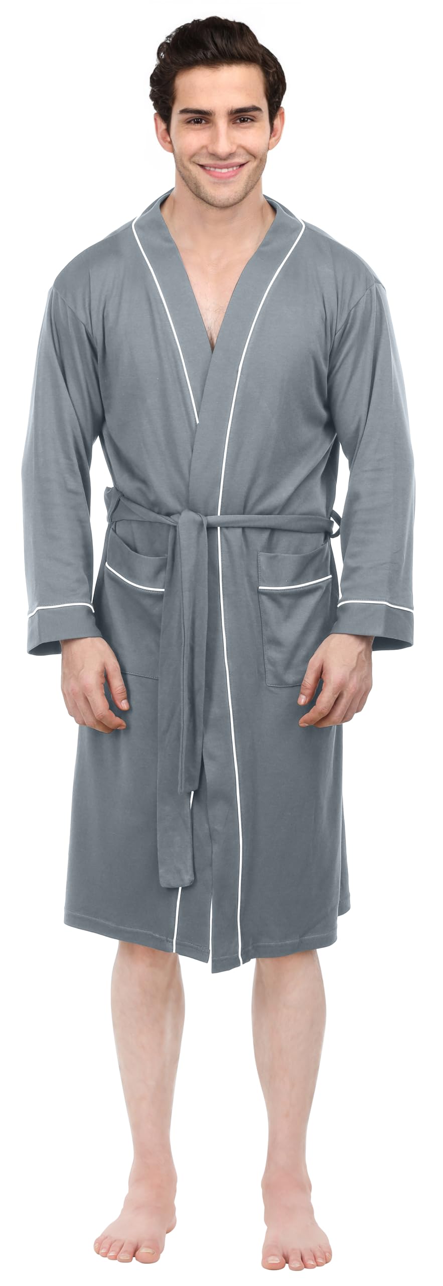 NY Threads Men's Lightweight Knit Robe Cotton Blend Bathrobe