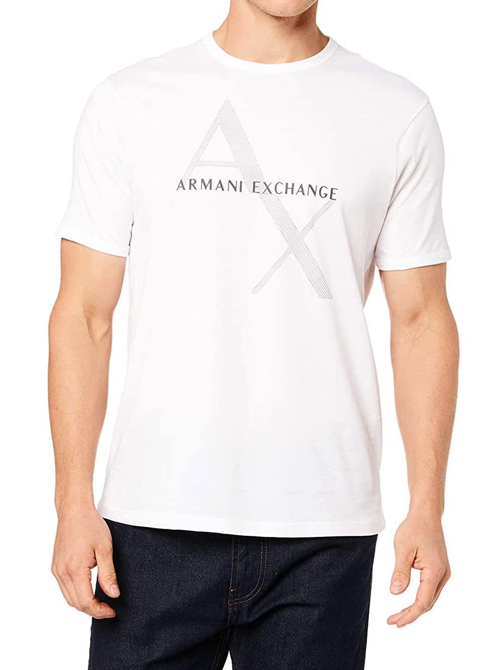 A|X ARMANI EXCHANGE Men's Tonal and Contrast Logo Core Crew Neck T Shirt