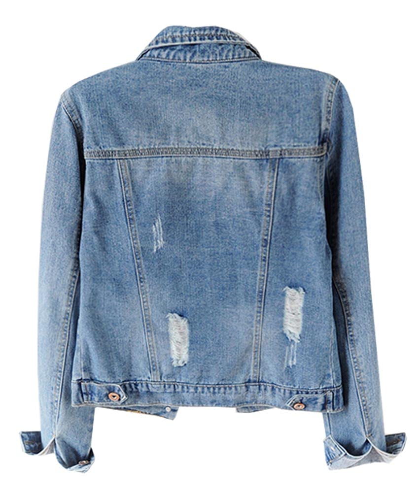 Kedera Womens Denim Jackets Distressed Ripped Long Sleeve Jean Jacket Coats