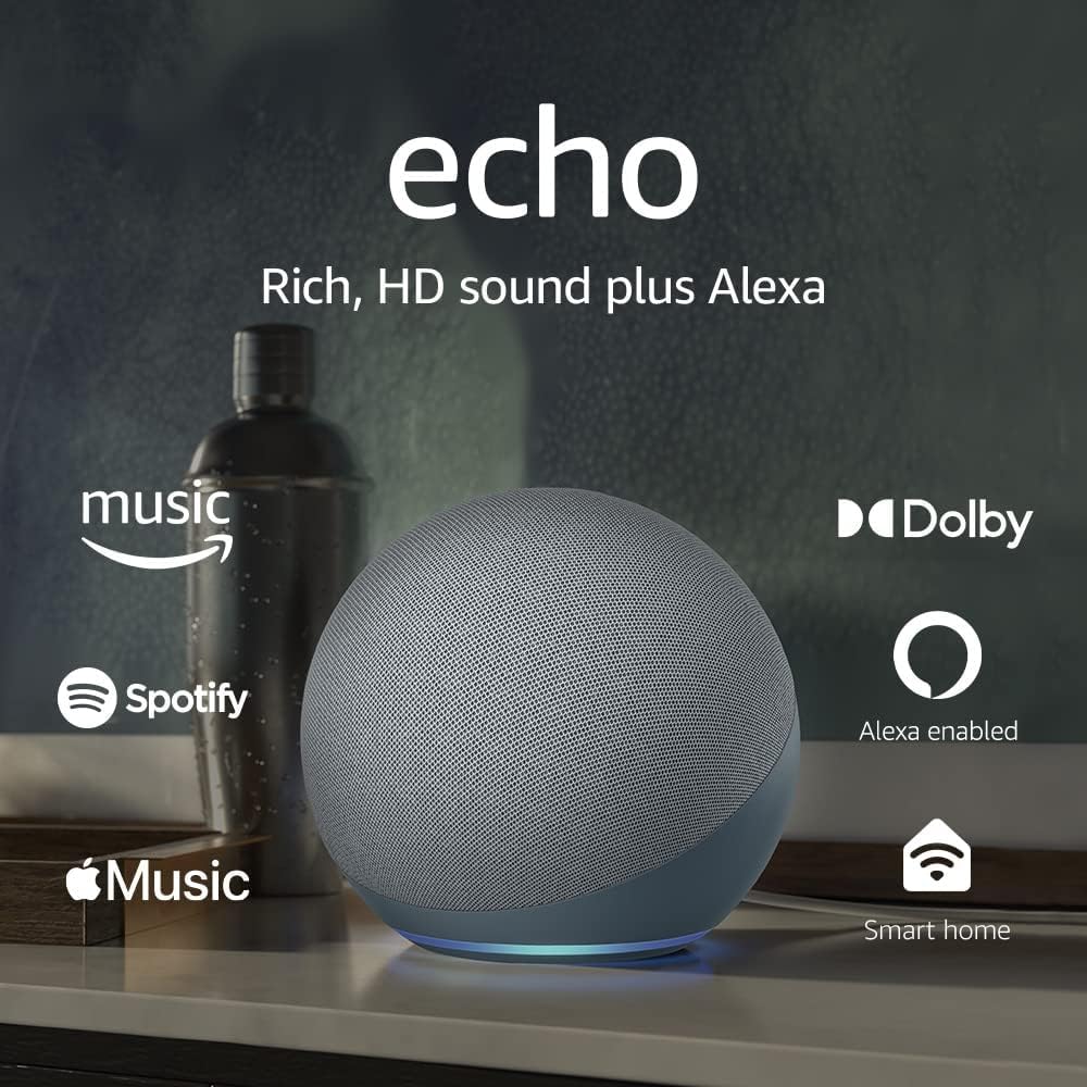 Echo (4th Gen) | With premium sound, smart home hub, and Alexa | Charcoal