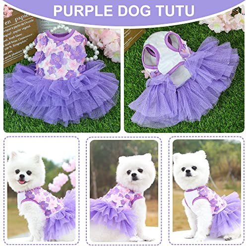 Set of 3 Dog Clothes for Small Dogs, Puppy Dress for Girl Dogs, Autum Cute Female Pet Skirt Clothes Outfit Pink Yorkie Sundress Costume Cat Clothing for Small Doggie Breed (Small)