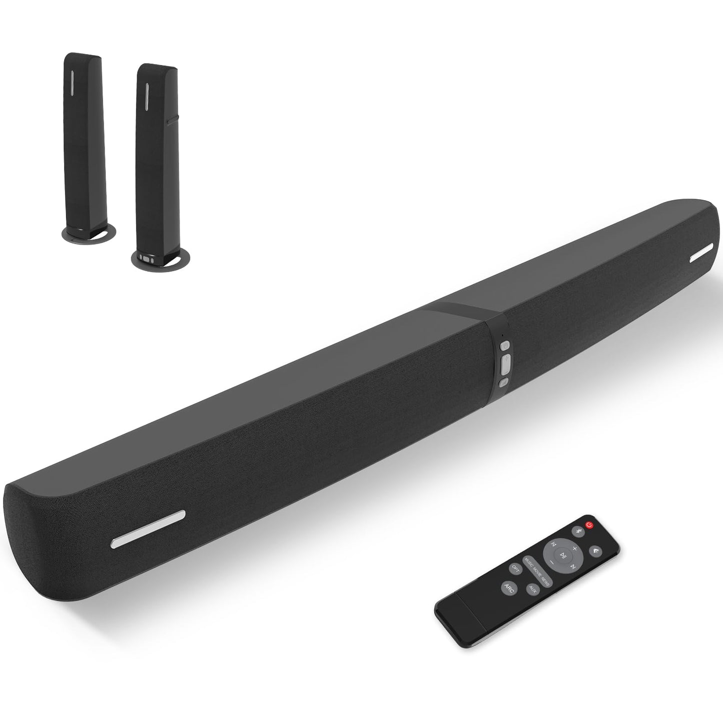 Sound Bar, 70W Sound Bar for Smart TV, Bluetooth 5.0 Soundbar with Wired & Wireless Connect, Auto Volume Boost, ARC/Optical/AUX Cables & Remote, 2 in 1 Separable Soundbar (32 INCH)