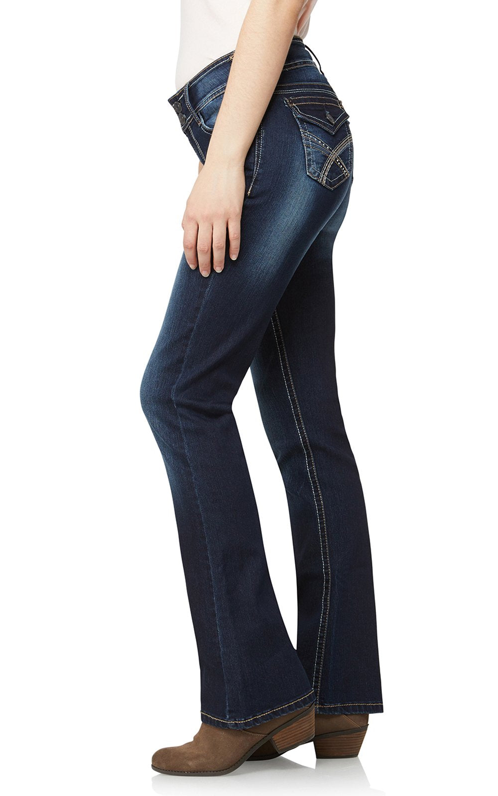 WallFlower Women's Luscious Curvy Bootcut Mid-Rise Insta Stretch Juniors Jeans (Standard and Plus)