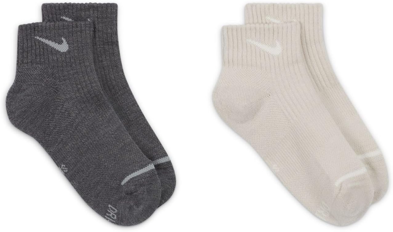 Nike EVERYDAY 2 PACK ANKLE CUSHIONED WOOL BLEND SOCKS YTH 5Y - 7Y WOMEN 6-10 MEN 6-8