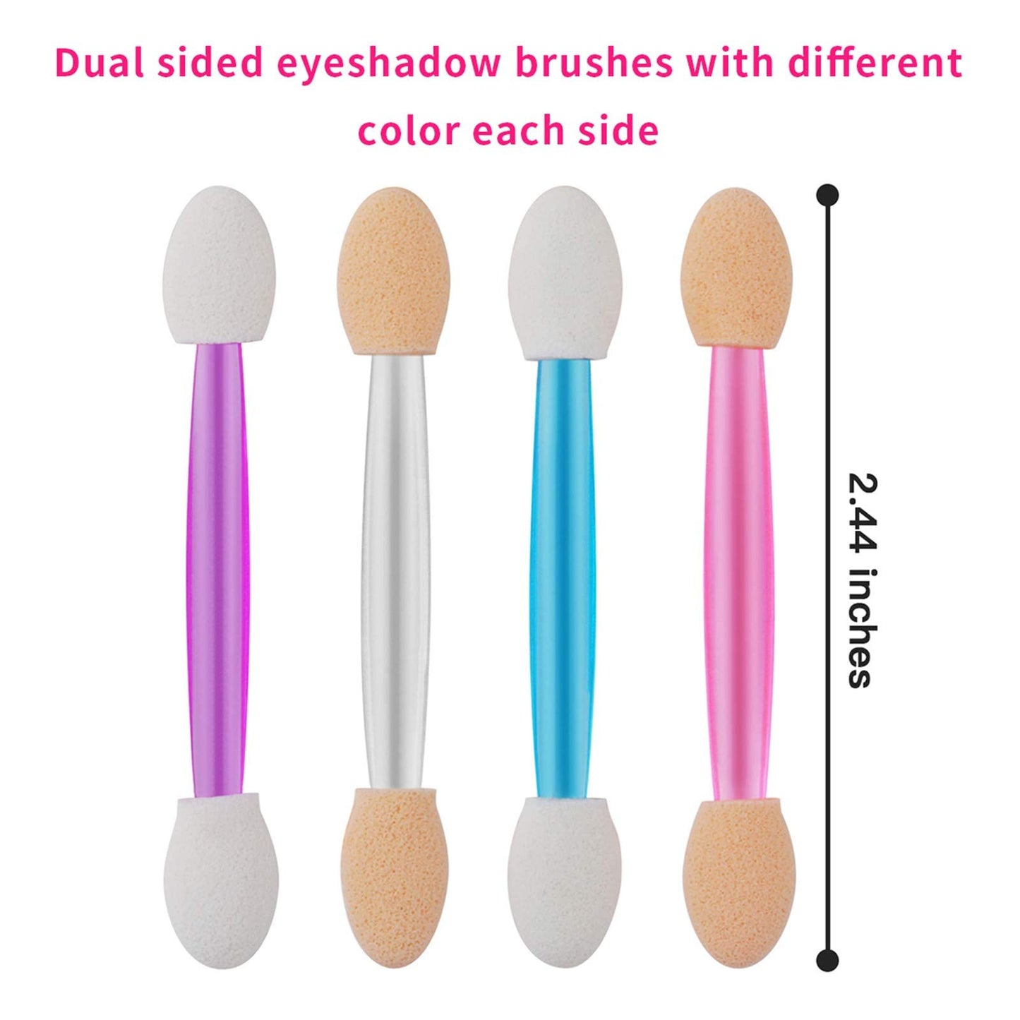 120PCS Disposable Dual Sides Eye Shadow Sponge Applicators with Container, 2.44' Length Eyeshadow Brushes Makeup Applicator