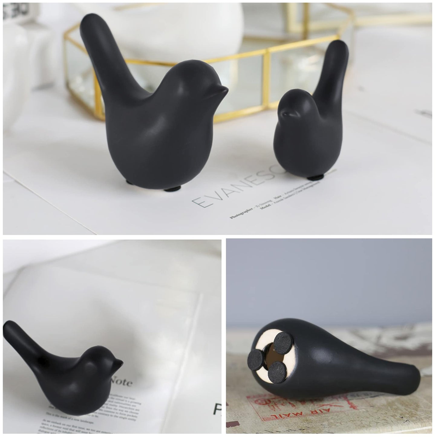 FANTESTICRYAN Small Birds Statues Gold Home Decor Modern Style Figurine Decorative Ornaments for Living Room, Bedroom, Office Desktop, Cabinets