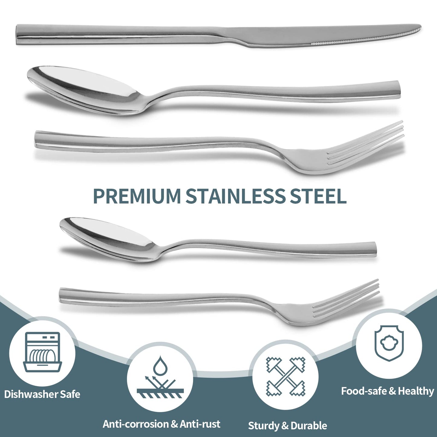 Silverware Set, Briout Flatware Set Service for 4 Stainless Steel Cutlery Set 20 Piece Include Upgraded Knife Spoon Fork Mirror Polished, Dishwasher Safe