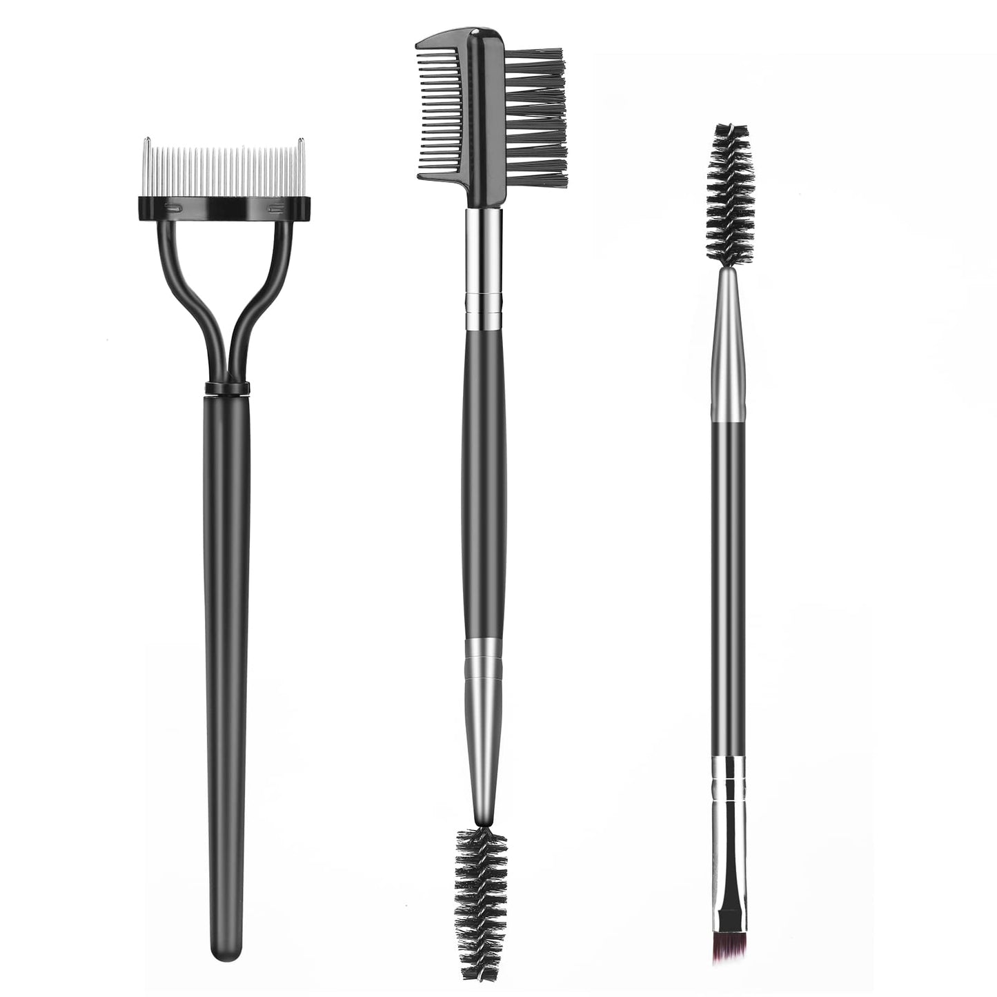 Eyebrow Brush Eyelash Separator Brow Comb & Lash Spoolie Professional Eye Makeup Tools (3 Pieces Set)