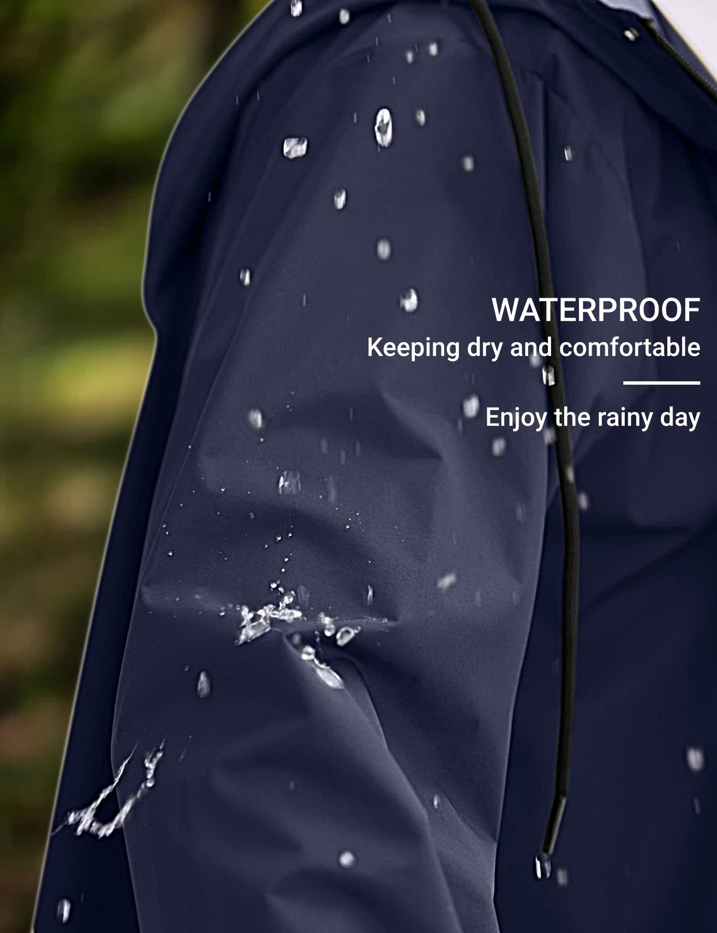 COOFANDY Men's Rain Jacket with Hood Waterproof Lightweight Active Long Raincoat