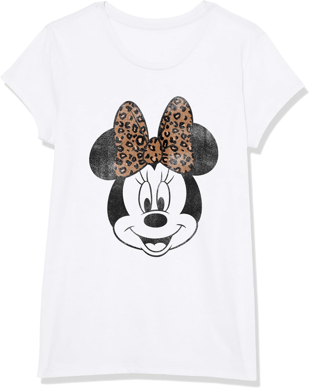 Disney Minnie Mouse Distressed Vintage Leopard Bow Portrait T-Shirt