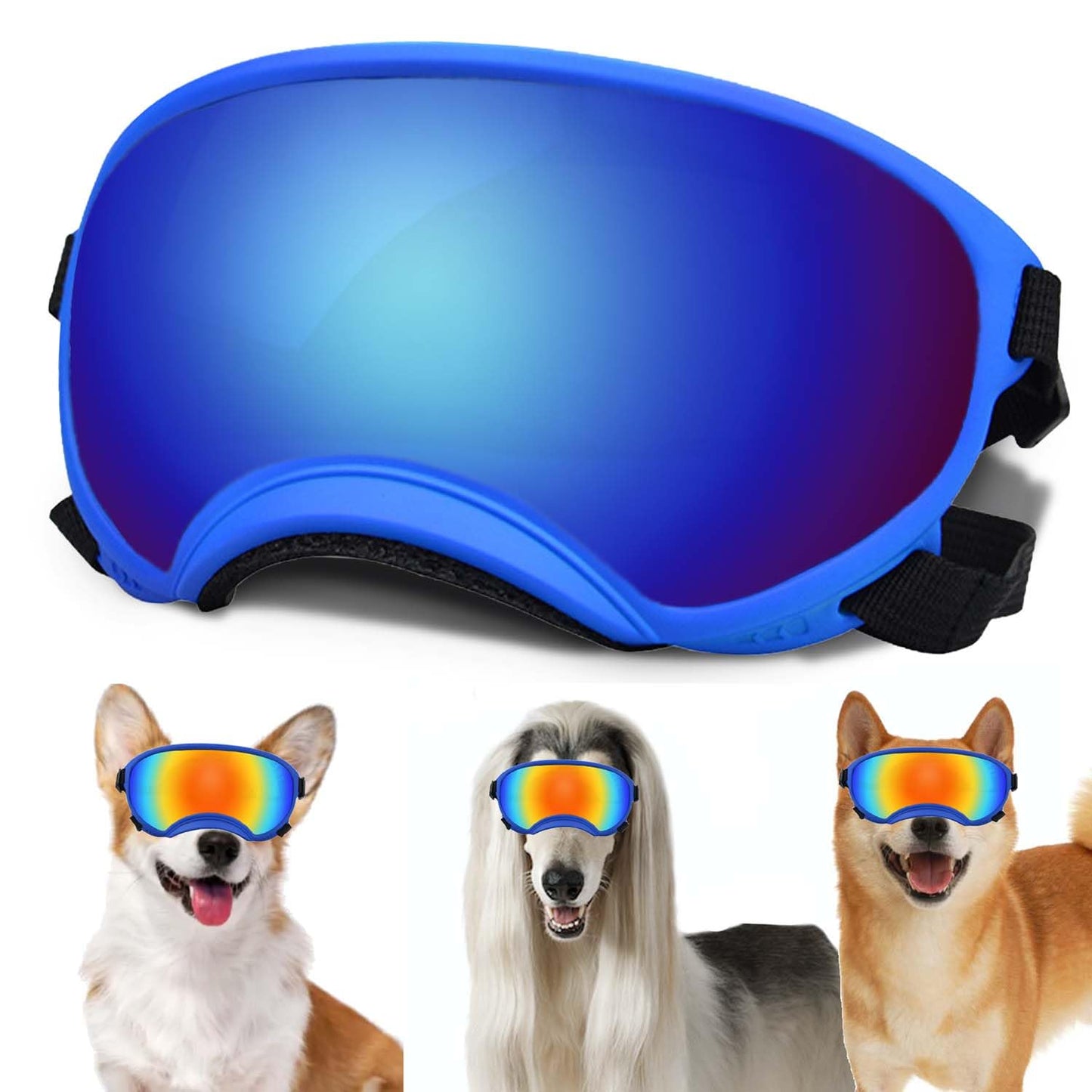 Large Dog Sunglasses, Dog Goggles with Adjustable Strap UV Protection Winproof Dog Puppy Sunglasses, Suitable for Medium-Large Dog Pet Glasses, Dogs Eyes Protection