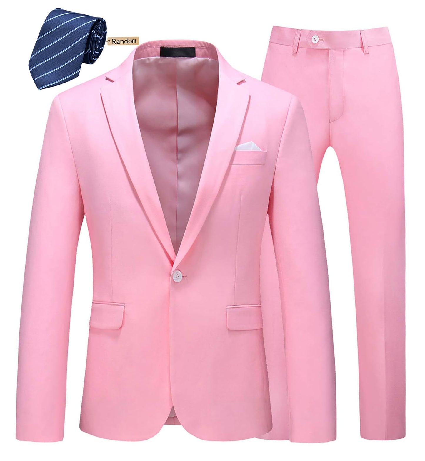 MOGU Mens Slim Fit 2 Piece Suit One Button Notch Lapel Tuxedo for Prom (Suit Jacket + Pants)