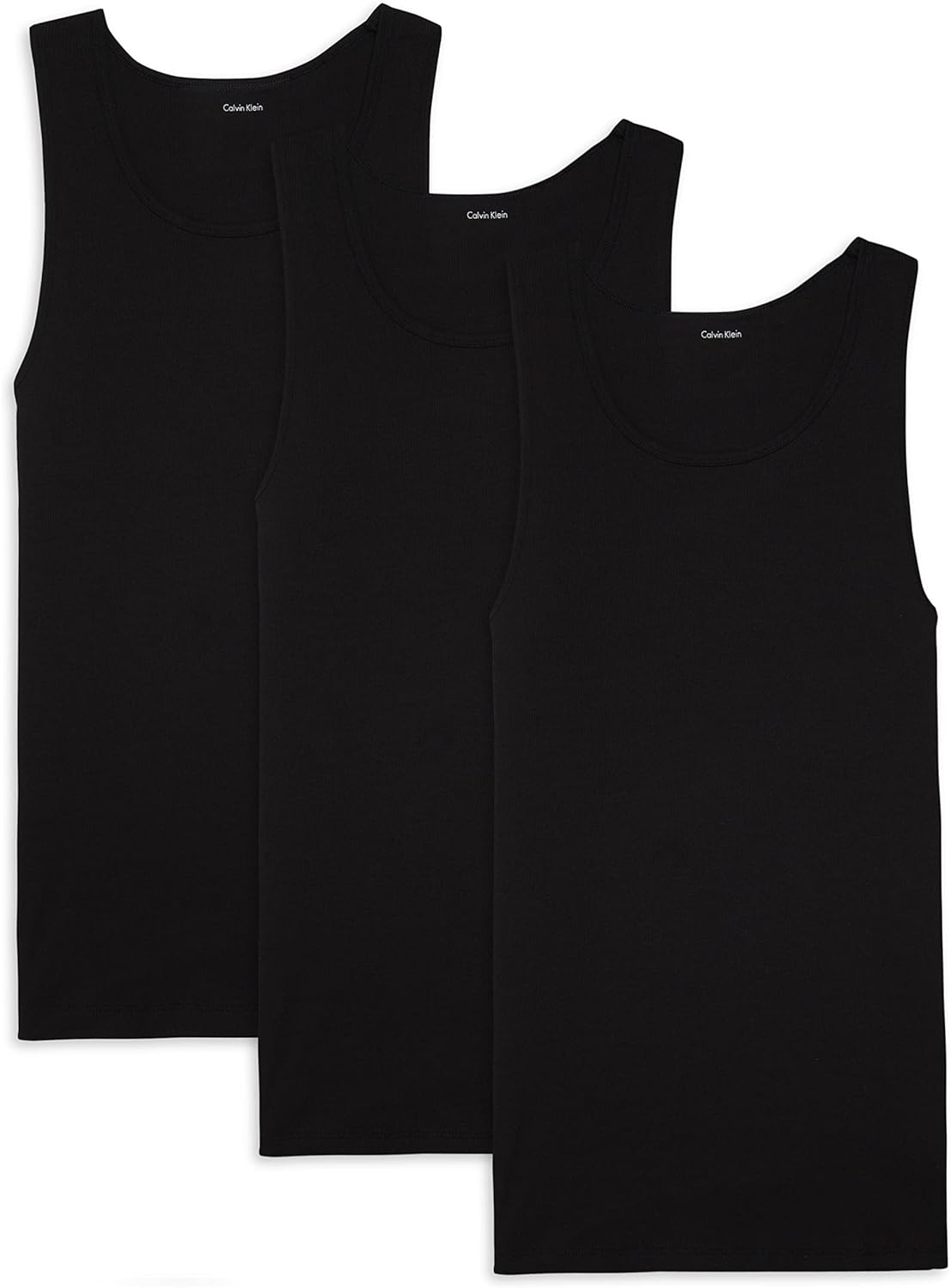 Calvin Klein Men`s Classic Ribbed Tank 3-Pack (Black(NM9070-001)/Black, Medium)