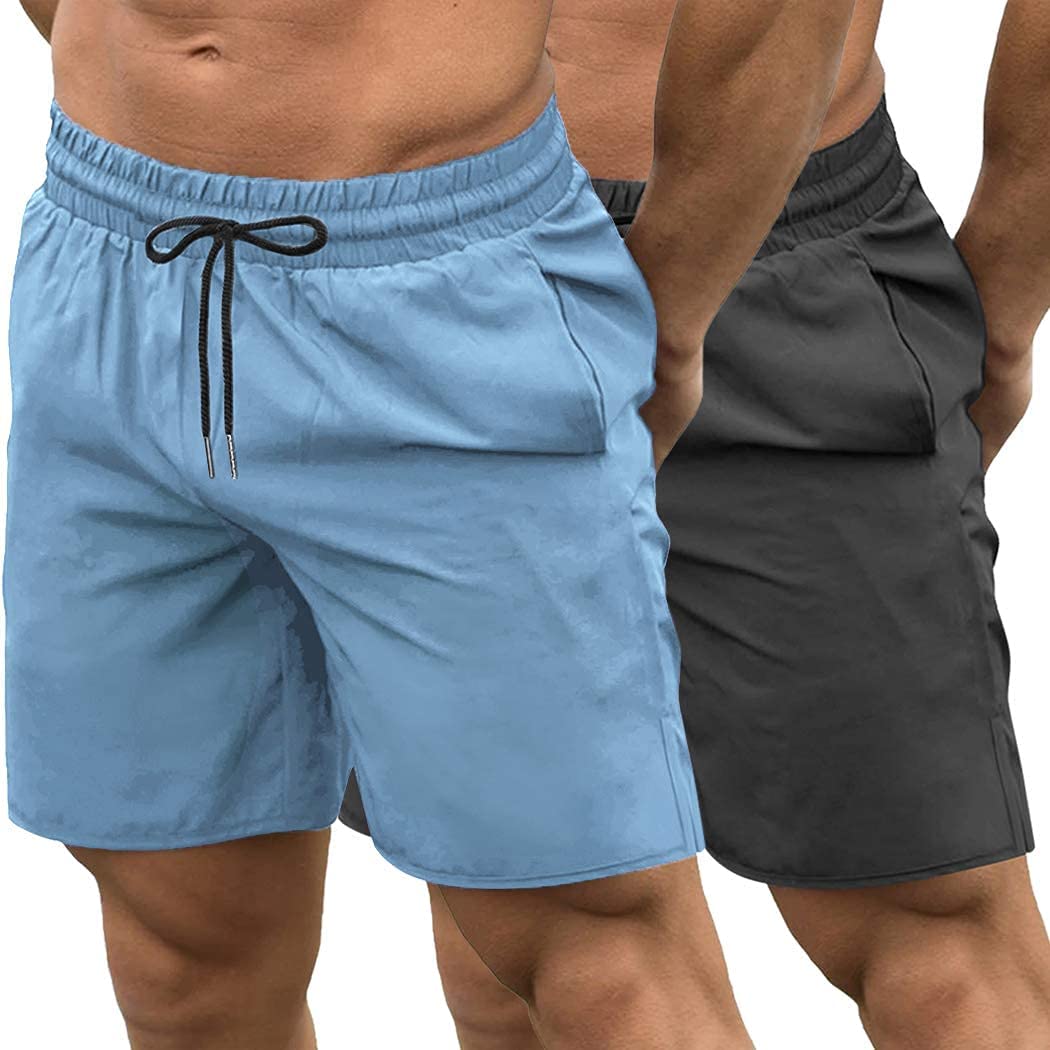 COOFANDY Men's 2 Pack Gym Workout Shorts Quick Dry Bodybuilding Weightlifting Pants Training Running Jogger with Pockets