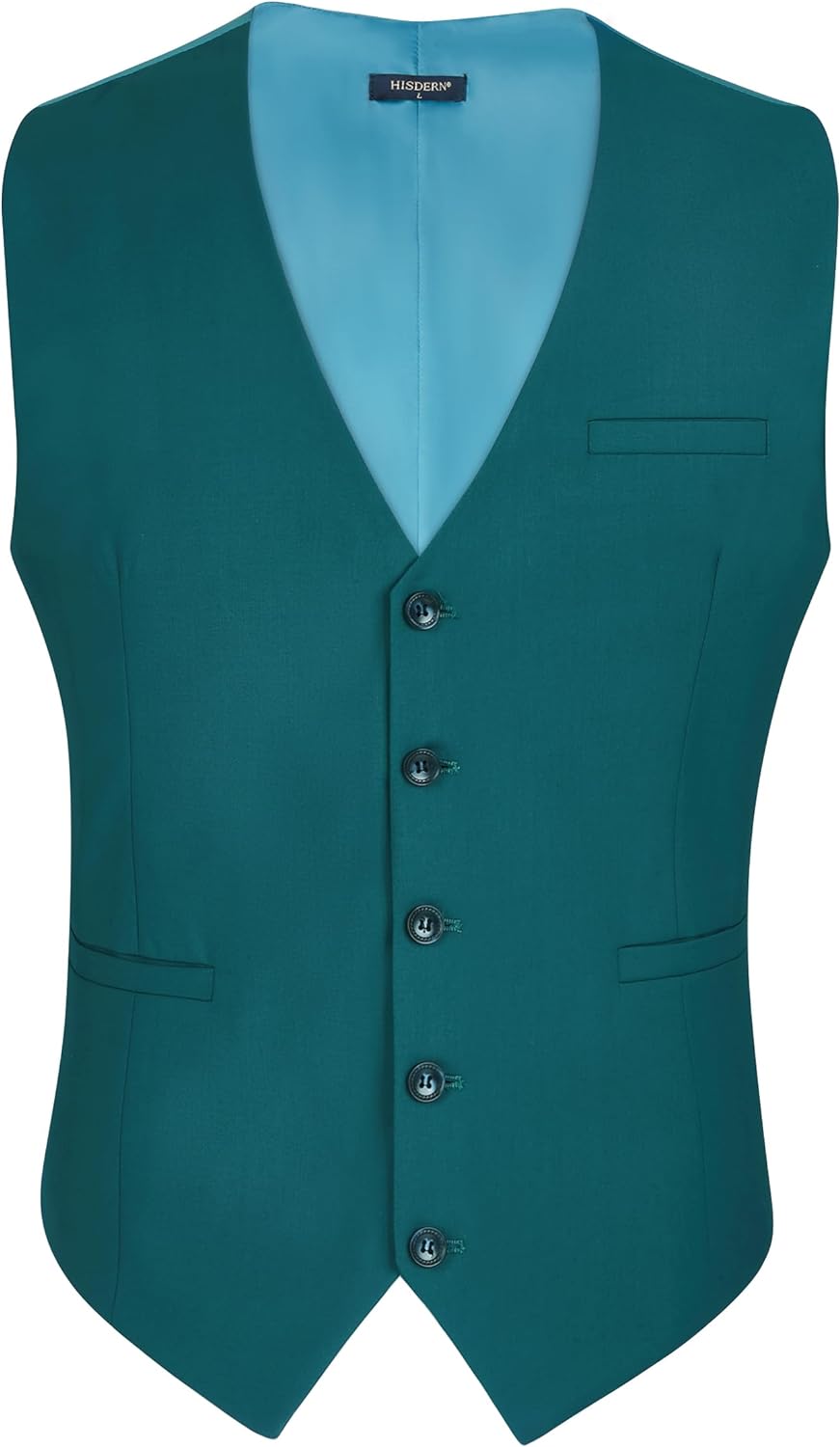 HISDERN Men's Suit Vest Business Formal Dress Waistcoat Vest with 3 Pockets for Suit or Tuxedo