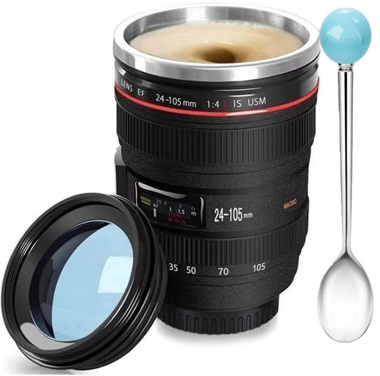 Camera Lens Coffee Mug, Fun Photo Stainless Steel Lens Mug Thermos Great Gifts for Photographers,Home Supplies,Friends,School Rewards