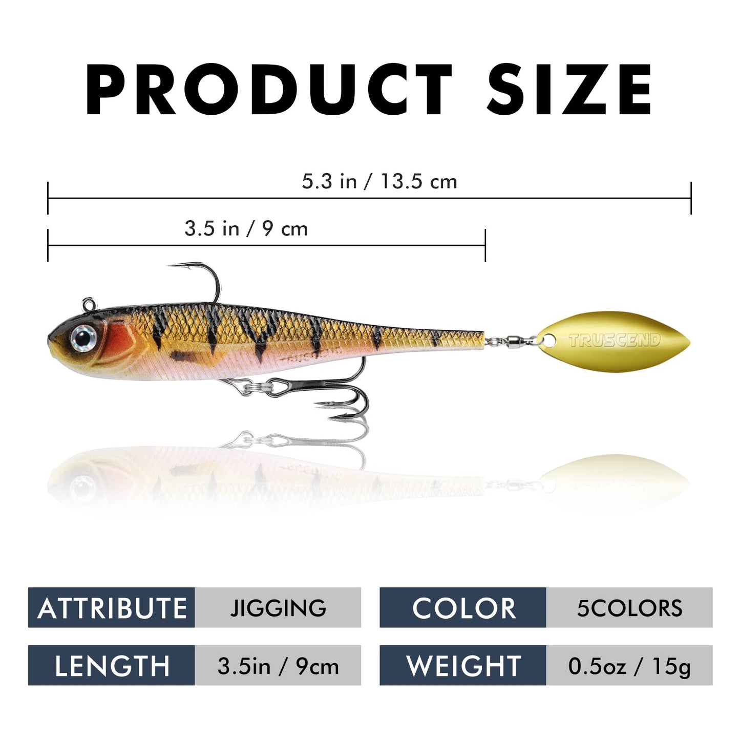 TRUSCEND Pre-Rigged Soft Fishing Lures, Well-Made Easy Catching Lures for Family Fishing, Great Action Swimbait with Spinner, All-Conditions Fishing Gear for Bass Trout Walleye, Crappie Fishing Jigs