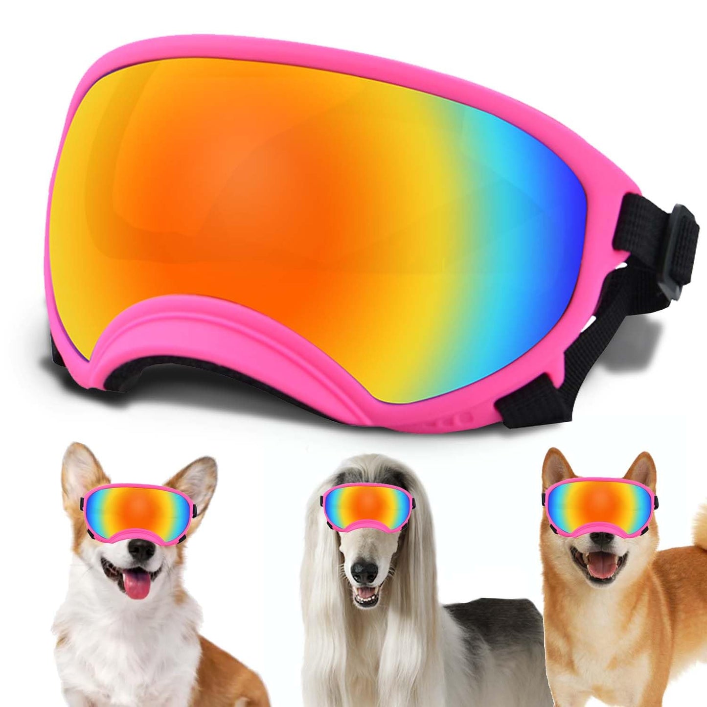 Large Dog Sunglasses, Dog Goggles with Adjustable Strap UV Protection Winproof Dog Puppy Sunglasses, Suitable for Medium-Large Dog Pet Glasses, Dogs Eyes Protection