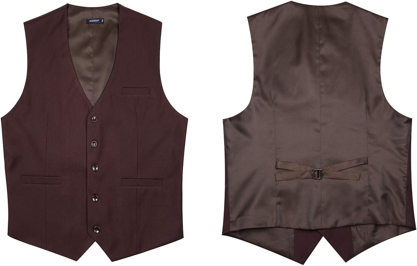 HISDERN Men's Suit Vest Business Formal Dress Waistcoat Vest with 3 Pockets for Suit or Tuxedo