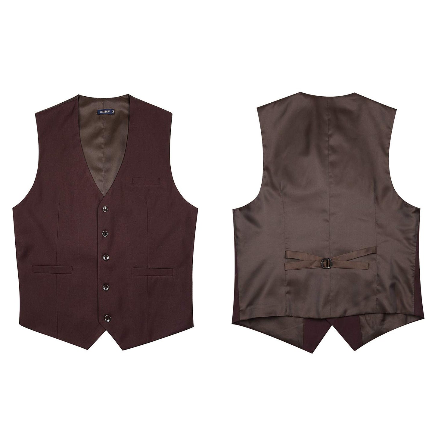 HISDERN Men's Suit Vest Business Formal Dress Waistcoat Vest with 3 Pockets for Suit or Tuxedo