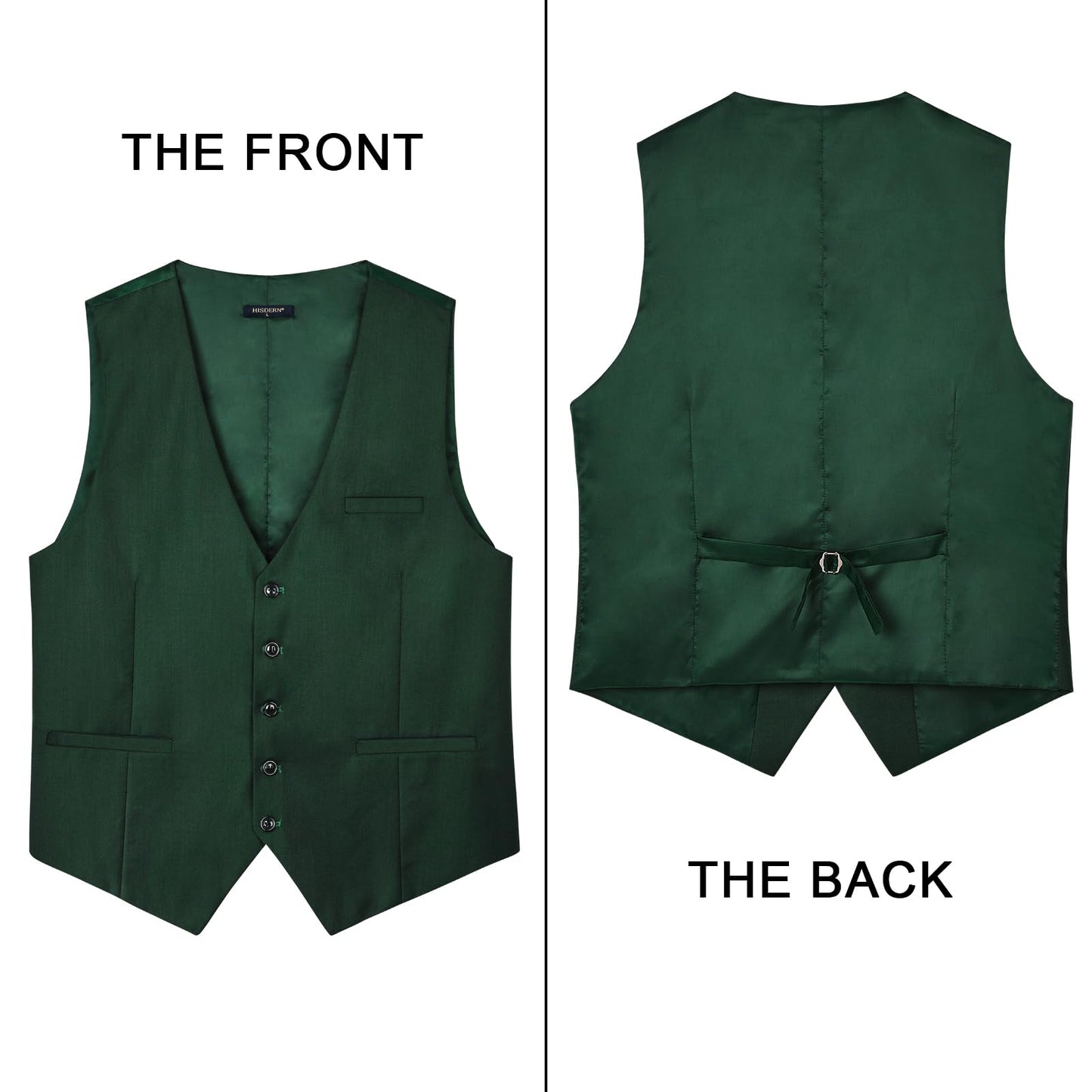 HISDERN Men's Suit Vest Business Formal Dress Waistcoat Vest with 3 Pockets for Suit or Tuxedo