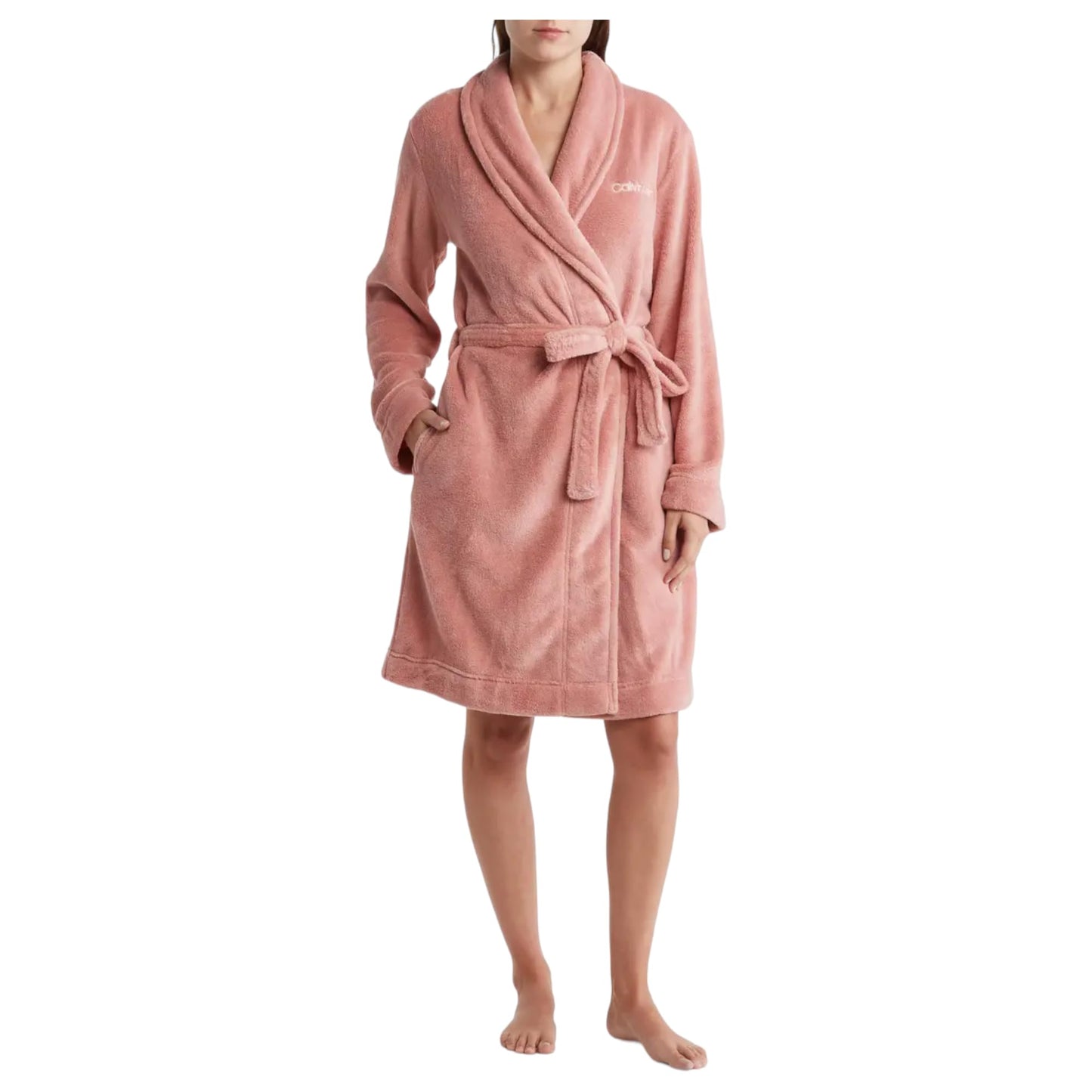 Calvin Klein Women's Logo Belted Fluffy Soft Robe