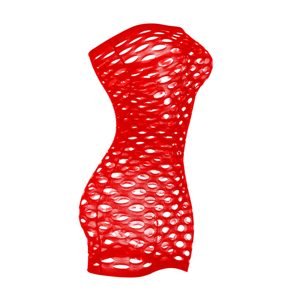 Sexy Womens Strapless Fishnet Lingerie Sleepwear Mini Dress Tube Chemise Bodysuit One Size