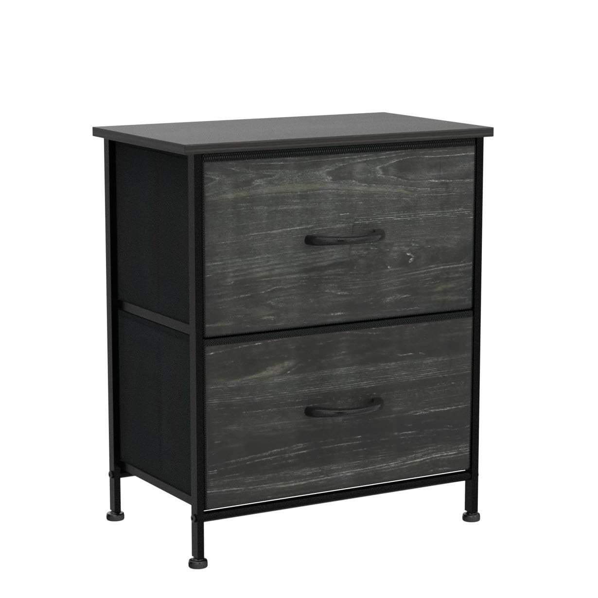 WLIVE Nightstand, 2 Drawer Dresser for Bedroom, Small Dresser with 2 Drawers, Bedside Furniture, Night Stand, End Table with Fabric Bins for Bedroom, Closet, Entryway, College Dorm, Dark Grey