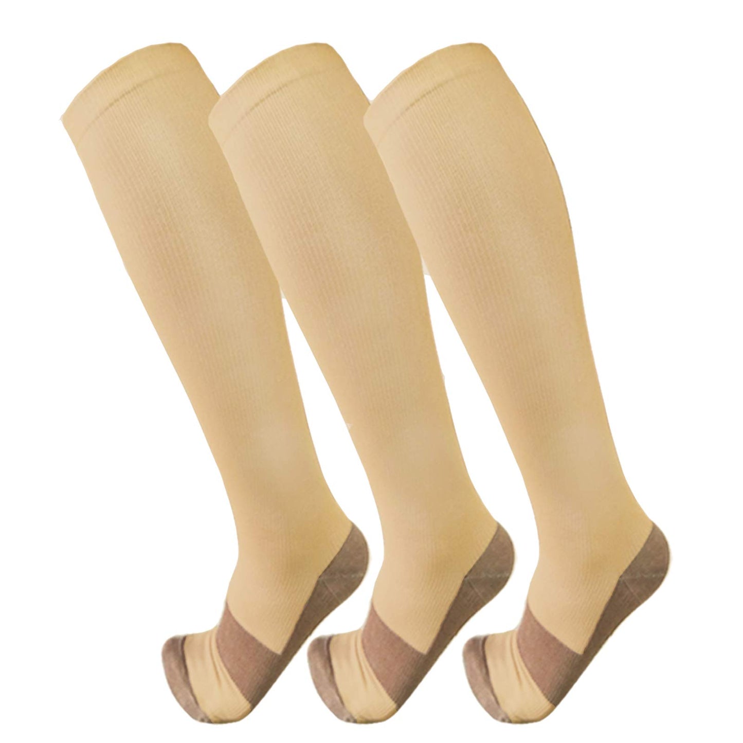 FuelMeFoot 3 Pack Copper Compression Socks - Compression Socks Women & Men Circulation - Best for Medical,Running,Athletic