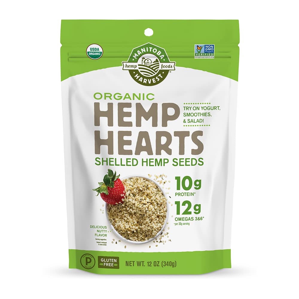 Organic Hemp Seeds, 18oz; 10g Plant Based Protein and 12g Omega 3 & 6 per Srv | smoothies, yogurt & salad | Non-GMO, Vegan, Keto, Paleo, Gluten Free| Manitoba Harvest