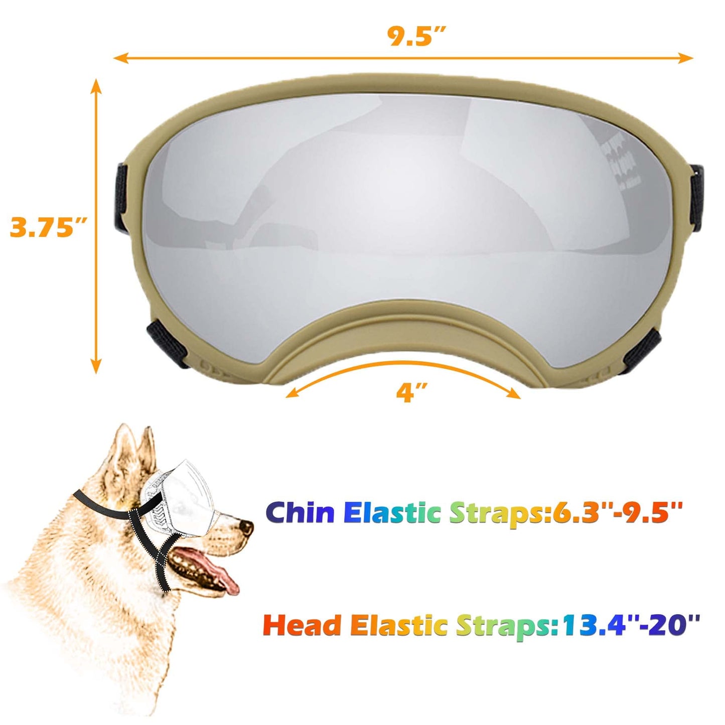 Large Dog Sunglasses, Dog Goggles with Adjustable Strap UV Protection Winproof Dog Puppy Sunglasses, Suitable for Medium-Large Dog Pet Glasses, Dogs Eyes Protection