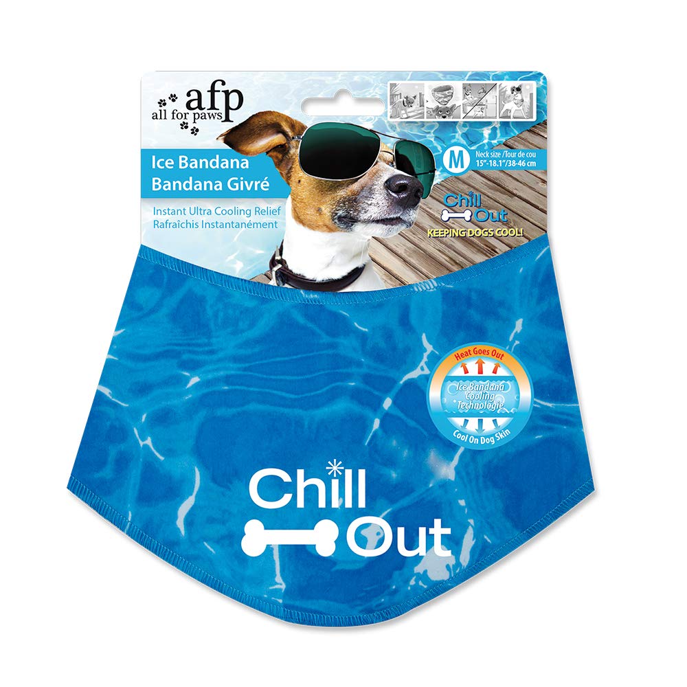 ALL FOR PAWS Chill Out Dog Ice Bandana, Instant Cooling Pet Bandana, Breathable Scarf Dog Cat Ice Collar for Summer