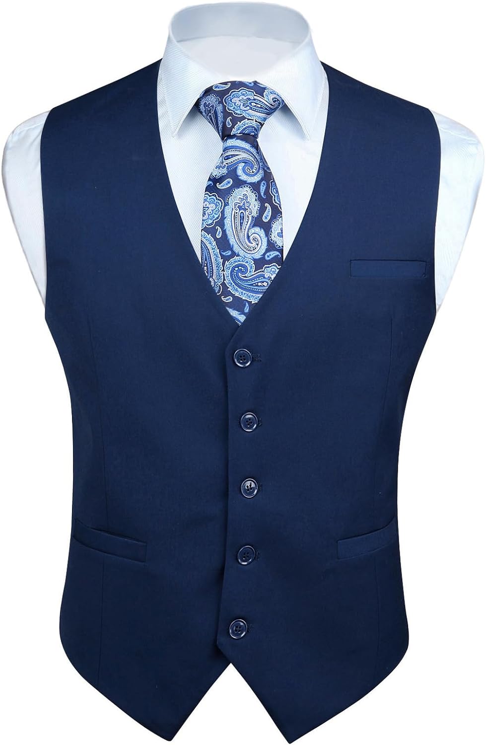 HISDERN Men's Suit Vest Business Formal Dress Waistcoat Vest with 3 Pockets for Suit or Tuxedo