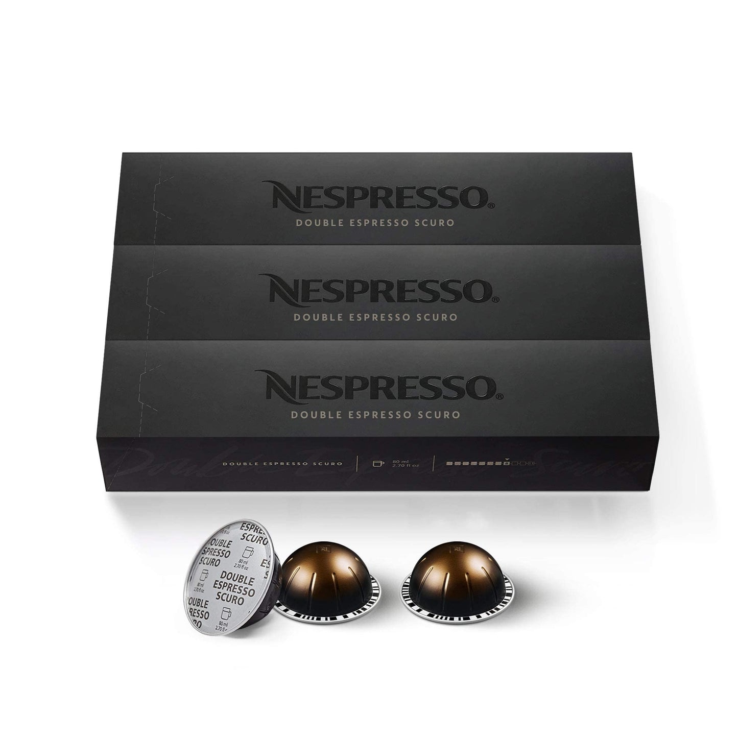 Nespresso Capsules Vertuo, Double Espresso Chiaro, Medium Roast Espresso Coffee, 30-Count Coffee Pods, Brews 2.7oz