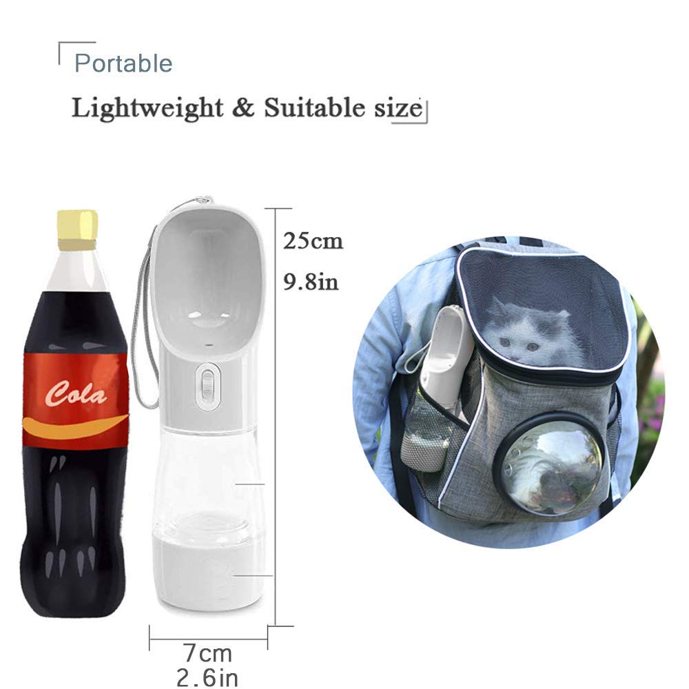 Dog Water Bottle for Walking, Multifunctional and Portable Dog Travel Water Dispenser with Food Container,Detachable Design Combo Cup for Drinking and Eating,Suitable for Cats and Puppy