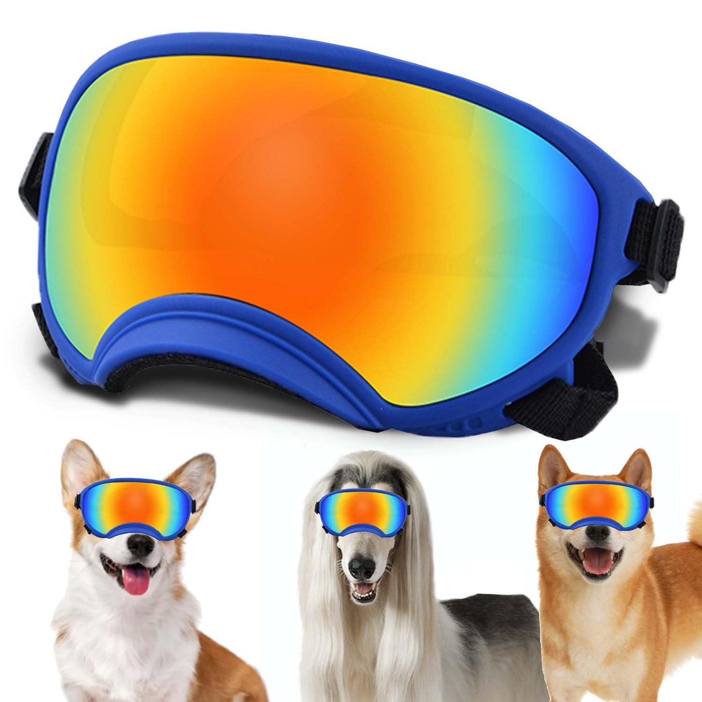 Large Dog Sunglasses, Dog Goggles with Adjustable Strap UV Protection Winproof Dog Puppy Sunglasses, Suitable for Medium-Large Dog Pet Glasses, Dogs Eyes Protection