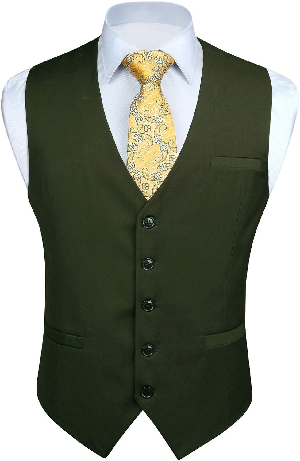 HISDERN Men's Suit Vest Business Formal Dress Waistcoat Vest with 3 Pockets for Suit or Tuxedo