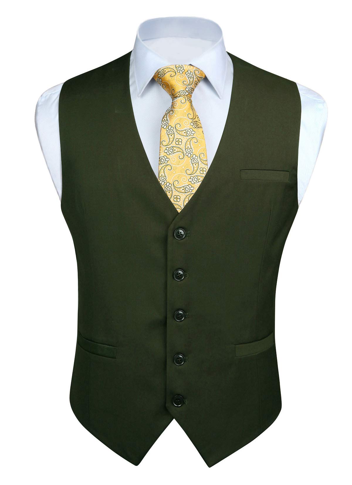 HISDERN Men's Suit Vest Business Formal Dress Waistcoat Vest with 3 Pockets for Suit or Tuxedo