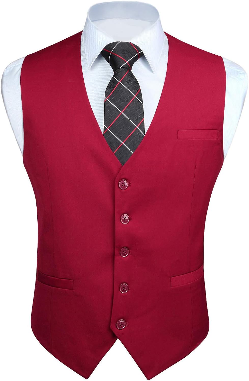 HISDERN Men's Suit Vest Business Formal Dress Waistcoat Vest with 3 Pockets for Suit or Tuxedo