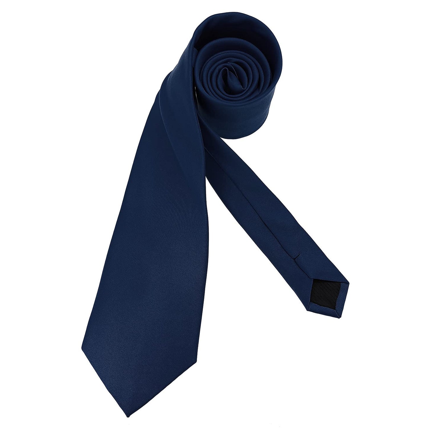 KOOELLE Men's Ties Solid Pure Color Plain Formal Black Ties For Men