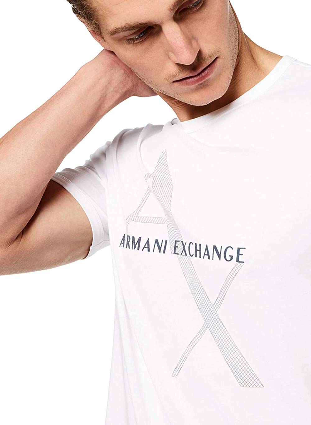 A|X ARMANI EXCHANGE Men's Tonal and Contrast Logo Core Crew Neck T Shirt