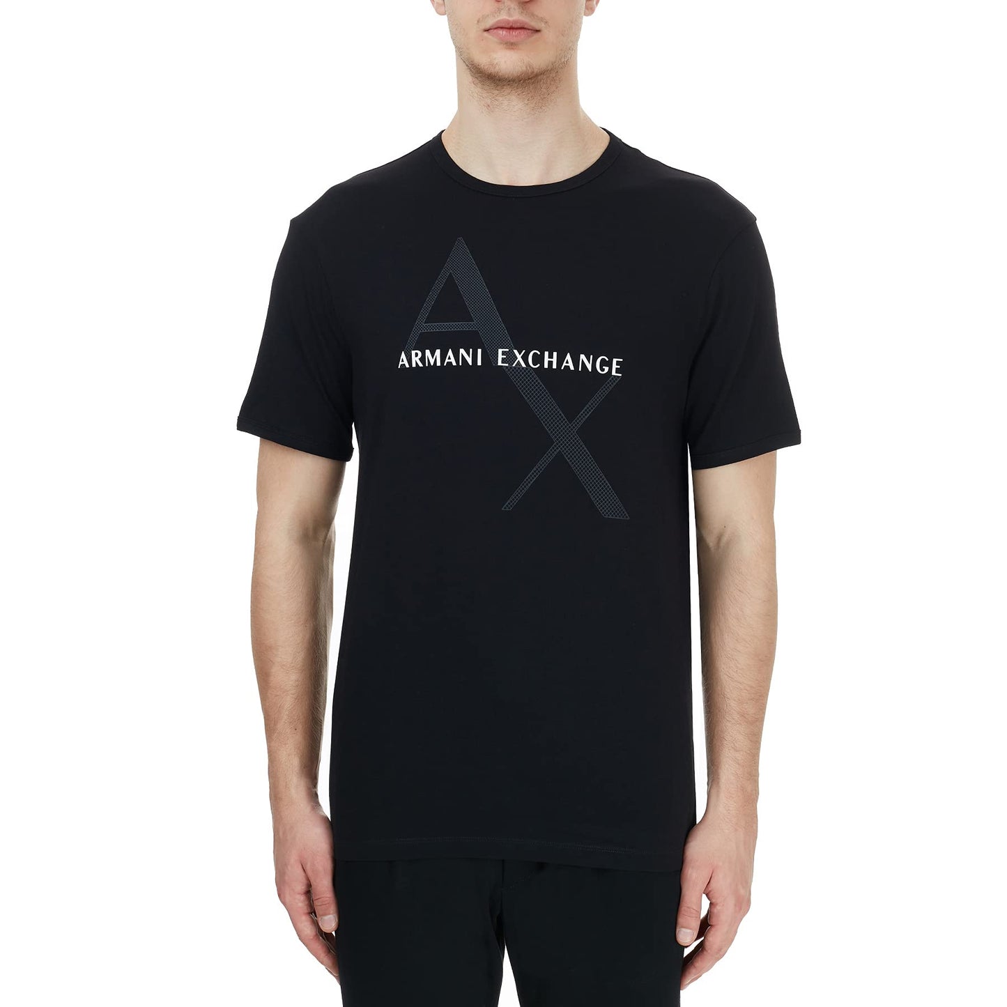 A|X ARMANI EXCHANGE Men's Tonal and Contrast Logo Core Crew Neck T Shirt