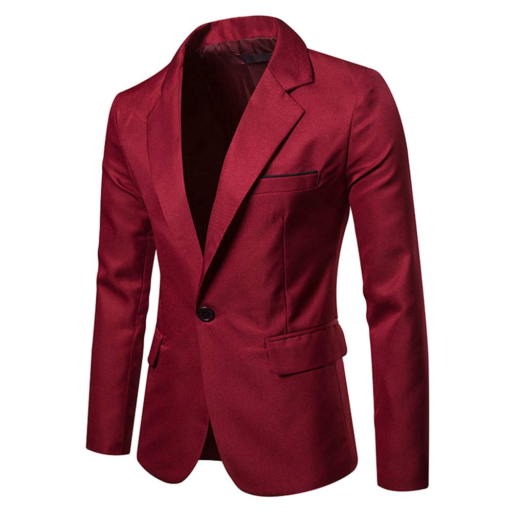 Cloudstyle Mens Casual Slim Fit Suit Jacket 1 Button Daily Blazer Business Sport Coat Tops