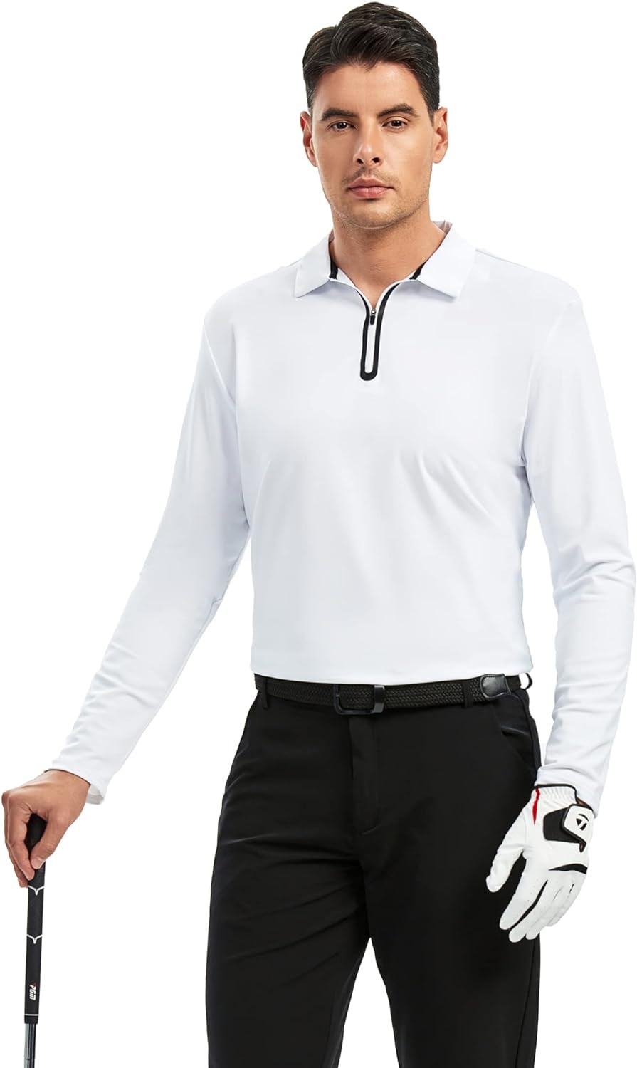 Alex Vando Mens Golf Shirt Moisture Wicking Quick-Dry Short Sleeve Casual Polo Shirts for Men