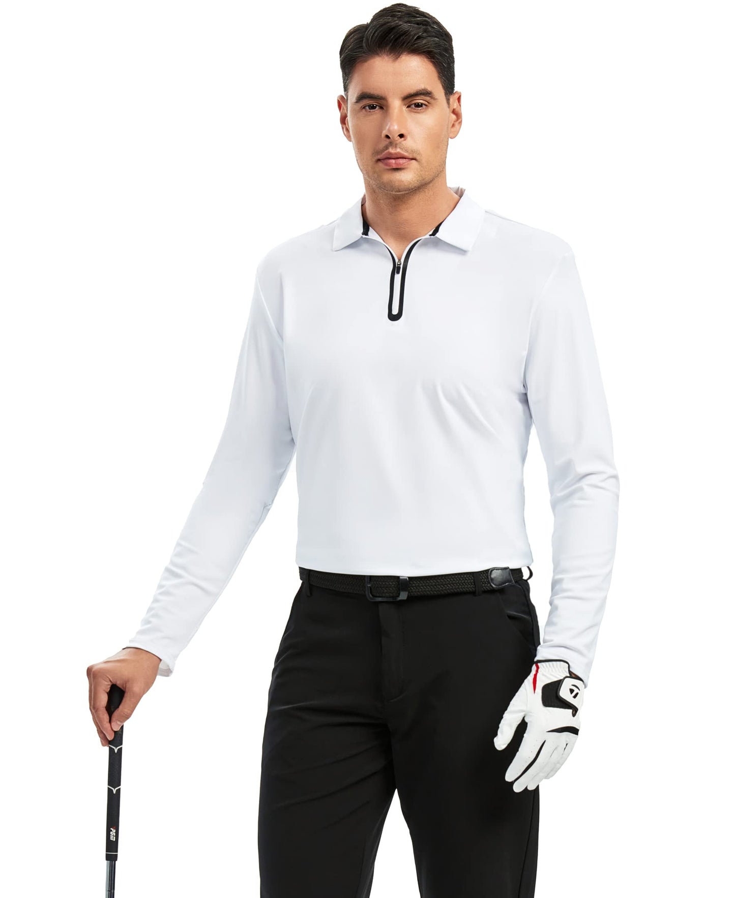 Alex Vando Mens Golf Shirt Moisture Wicking Quick-Dry Short Sleeve Casual Polo Shirts for Men