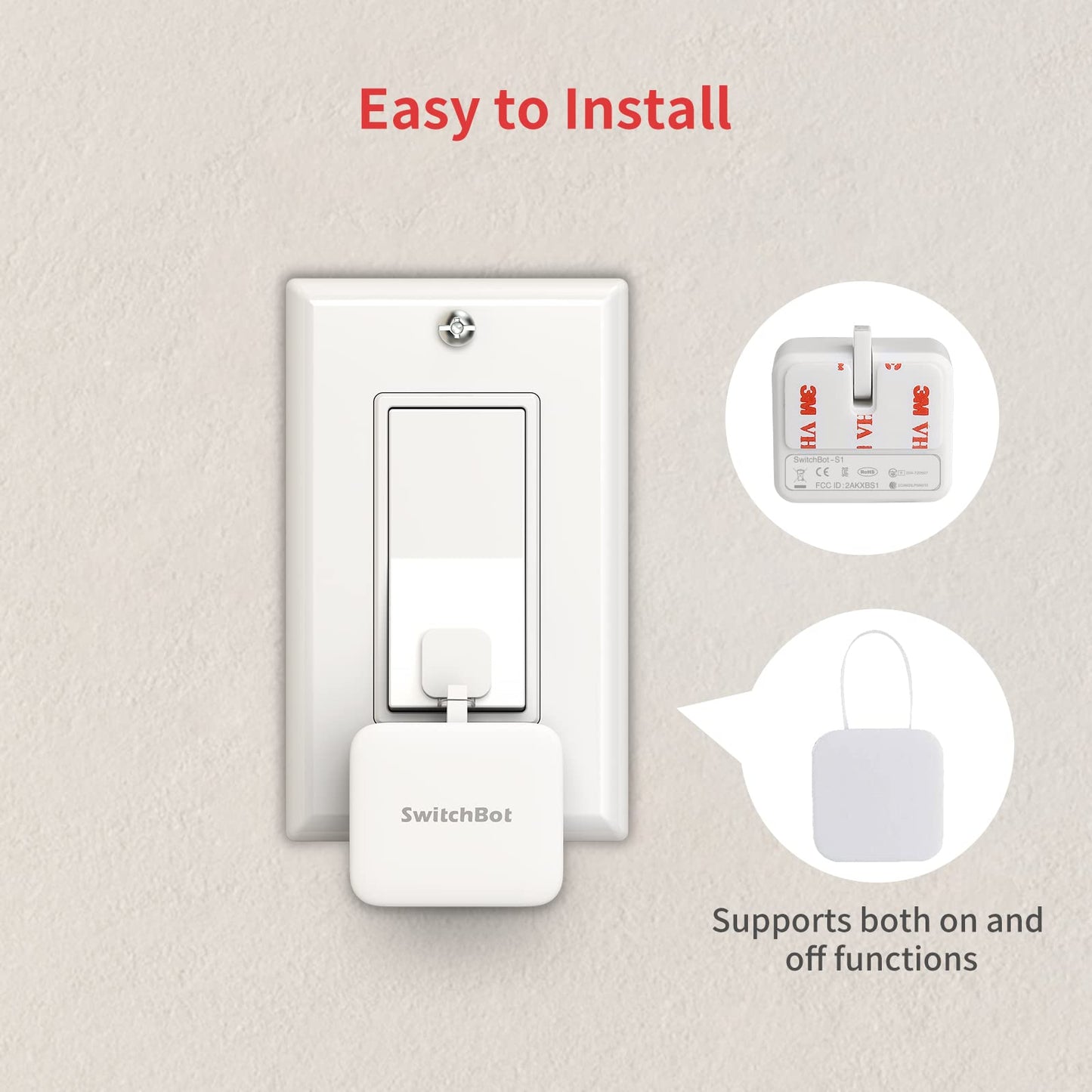 SwitchBot Smart Switch Button Pusher - Bluetooth Fingerbot for Rocker Switch/One-Way Button, Automatic Light Switch, Timer and APP Control, Works with Alexa When Paired with SwitchBot Hub (White)