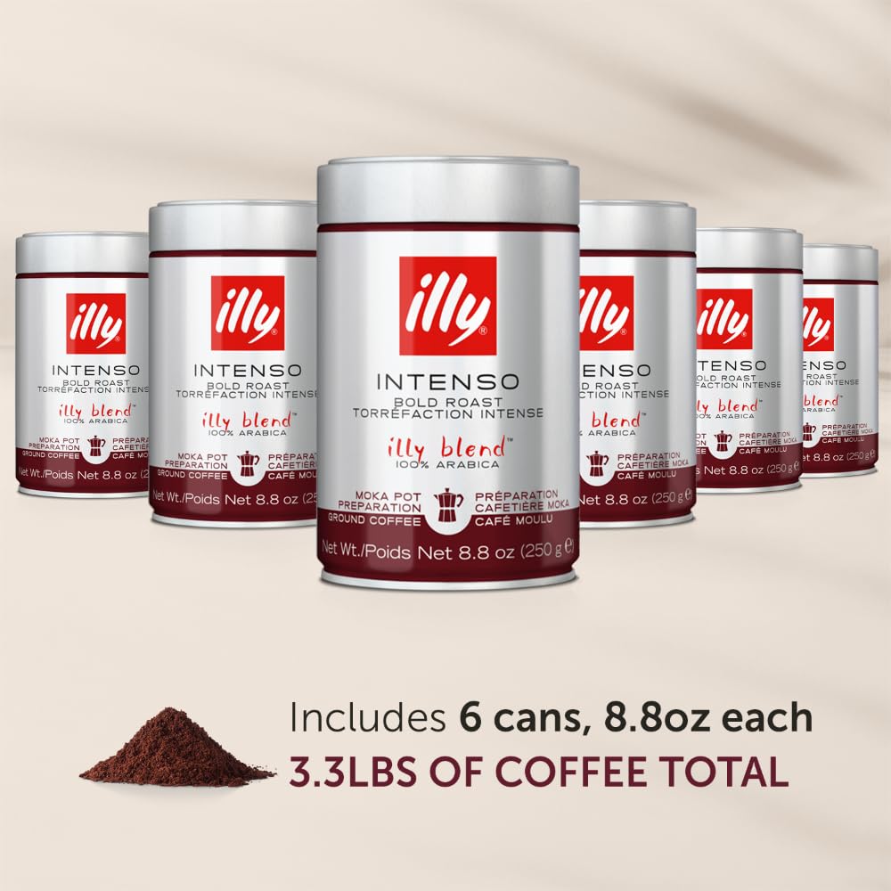 illy Ground Coffee Espresso - 100% Arabica Coffee Ground – Classico Medium Roast - Notes of Caramel, Orange Blossom & Jasmine - Rich Aromatic Profile - Precise Roast - No Preservatives – 8.8 Ounce