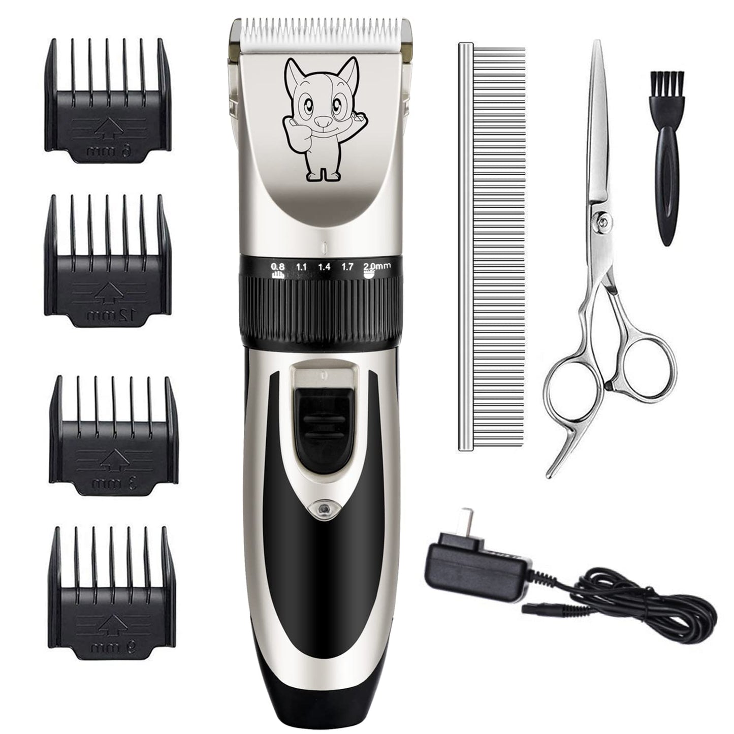 Dog Grooming Kit Clippers, Low Noise, Electric Quiet, Rechargeable, Cordless, Pet Hair Thick Coats Clippers Trimmers Set, Suitable for Dogs, Cats, and Other Pets (Gold)