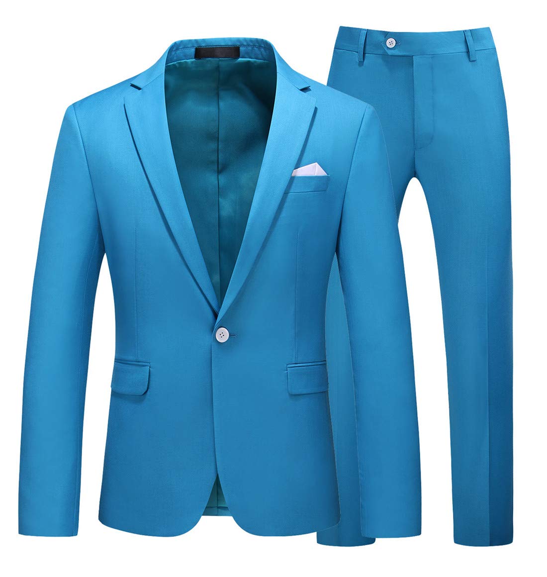 MOGU Mens Slim Fit 2 Piece Suit One Button Notch Lapel Tuxedo for Prom (Suit Jacket + Pants)