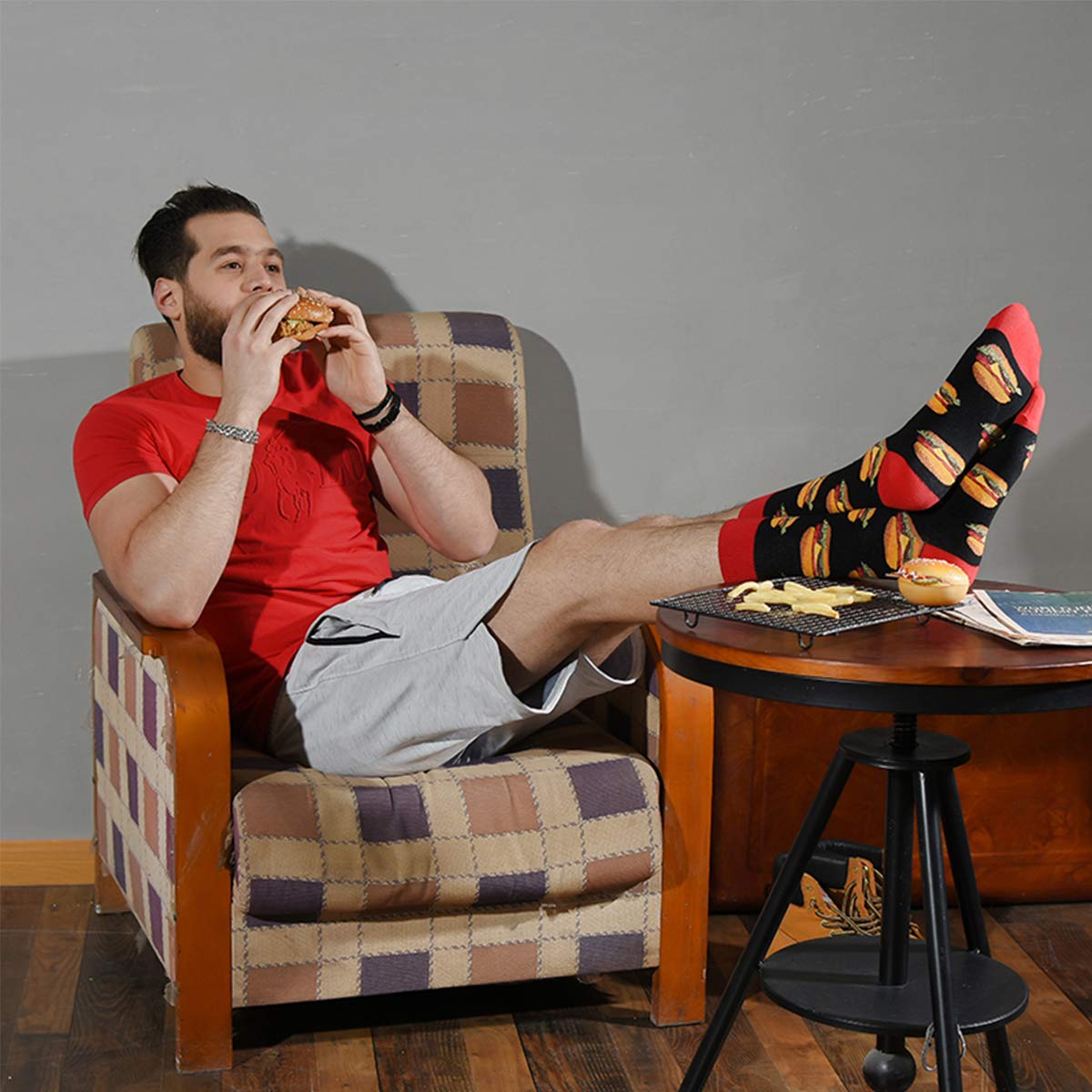 HSELL Mens Fun Patterned Dress Socks Funny Novelty Crazy Design Cotton Socks Gift for Men